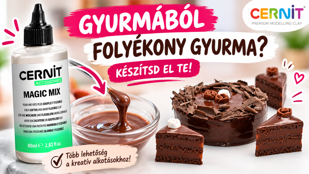 Folyékony süthető gyurma készítése Cernit Magic Mix használatával. Kiszáradt süthető gyurma lágyítása Cernit Magic Mix segítségével.