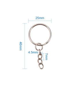 Kulcstartó karika lánccal 25x46mm 5db