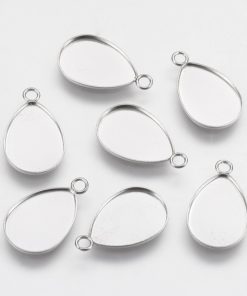 Alternative view of Medál alap rozsdamentes acél csepp ezüst 14x10mm 1db