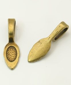 Medál rögzítő antik bronz csepp 26x8x7mm 2db