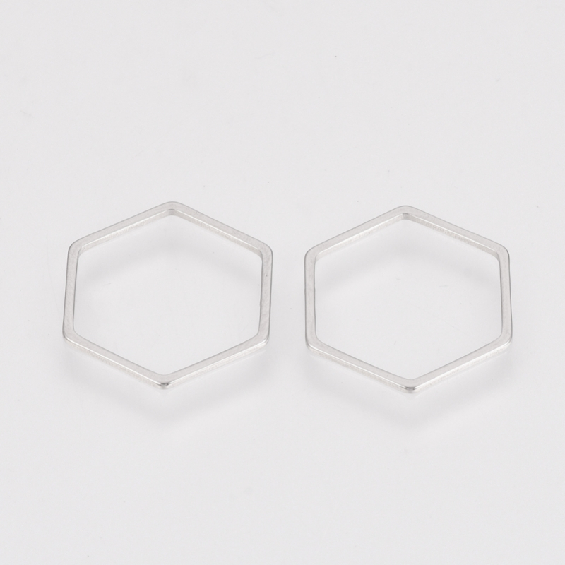 Rozsdamentes acél medál hexagon nagy 2db