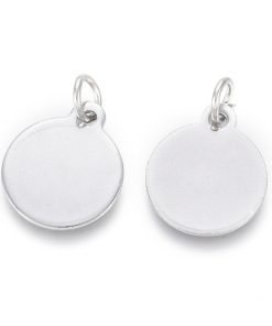 304 Rozsdamentes acél kör medál karikával acél színű 2db