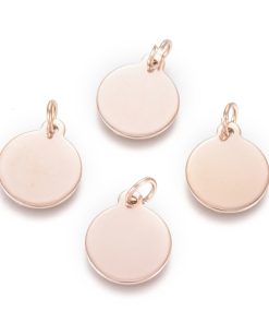 Alternative view of 304 Rozsdamentes acél kör medál karikával rózsaarany 2db