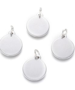 Alternative view of 304 Rozsdamentes acél kör medál karikával acél színű 2db