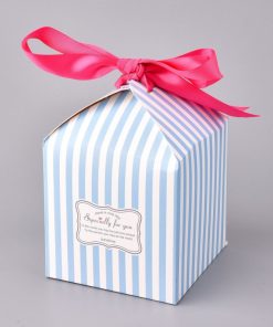 Ajándékdoboz égkék csíkos 1db