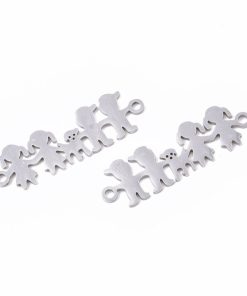 Alternative view of Lány fiúval és kutyával Rozsdamentes acél  medál 1db