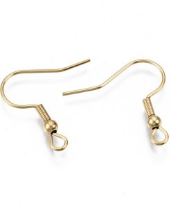 Akasztós fülbevaló alap rozsdamentes acél 18K arany színű 2db