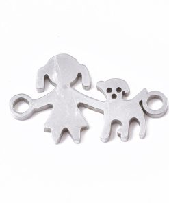 Lány kutyával Rozsdamentes acél medál 1db