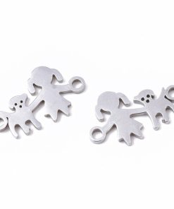 Alternative view of Lány kutyával Rozsdamentes acél  medál 1db