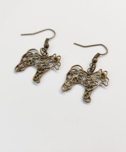 Antik bronz fülbevaló kutya 1 pár