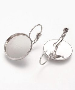 Akasztós fülbevaló alap tányérral platina 18mm 1 pár