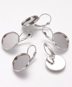 Alternative view of Akasztós fülbevaló alap tányérral platina 18mm 1 pár