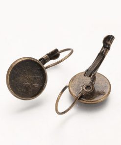 Akasztós fülbevaló alap Antik bronz-tányéros 12mm 1 pár