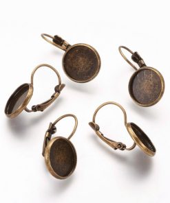 Alternative view of Akasztós fülbevaló alap Antik bronz-tányéros 12mm 1 pár