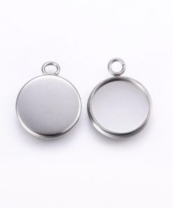 Alternative view of Medál alap rozsdamentes acél kör ezüst 25mm 1db
