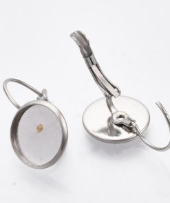 Akasztós fülbevaló alap tányérral hátulról záródó  rozsdamentes acél 12mm 1pár