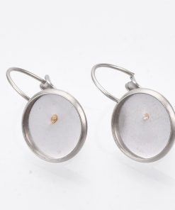 Alternative view of Akasztós fülbevaló alap tányérral hátulról záródó  rozsdamentes acél 12mm 1pár