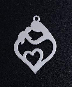 Nemesacél baba-mama medál ezüst színű