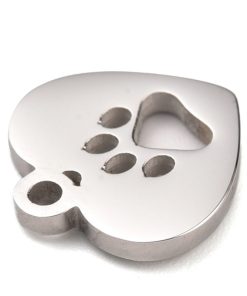 Alternative view of Nemesacél szív alakú tappancsos medál kristályos strasszal ezüst színű