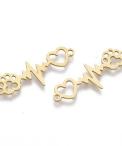 Alternative view of Nemesacél szivecskés tappancsos szívhang medál arany színű