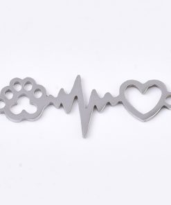 Nemesacél szivecskés tappancsos szívhang medál ezüst színű