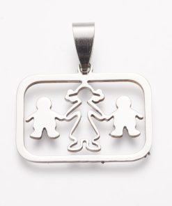 Nemesacél gyerekek-anyu medál ezüst színben