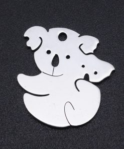 Nemesacél koala baba-mama medál ezüst színű
