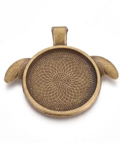 Medál alap antik bronz kör szárnnyal 25mm 1db