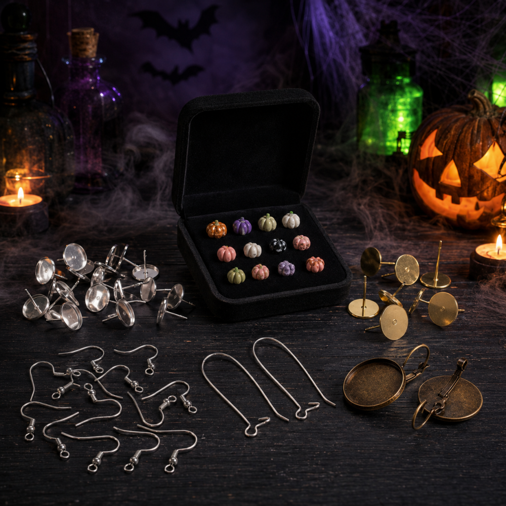Fülbevaló-alapok halloweeni gyurmaékszerek készítéséhez