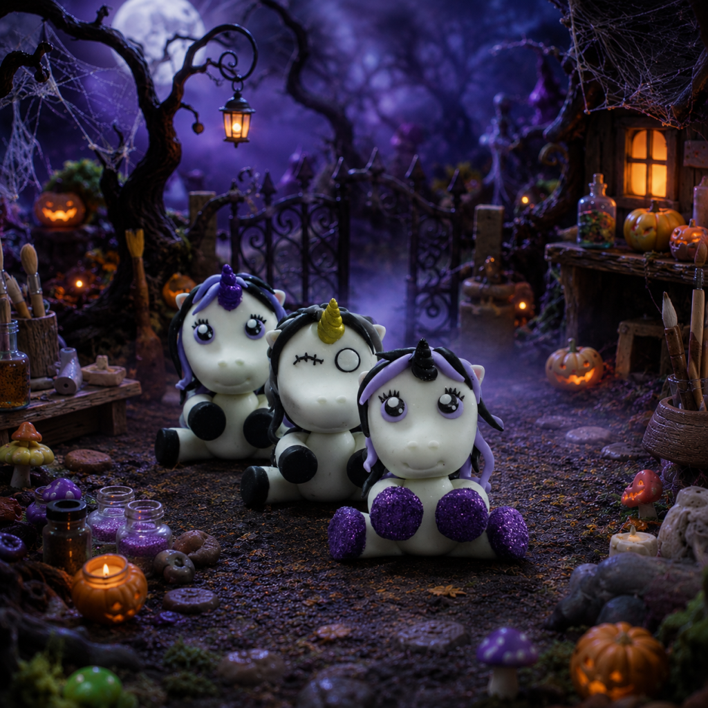 Halloweeni unikornis minifigurák süthető gyurmából