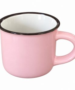 Kicsi rózsaszín bögre barna peremmel 80ml