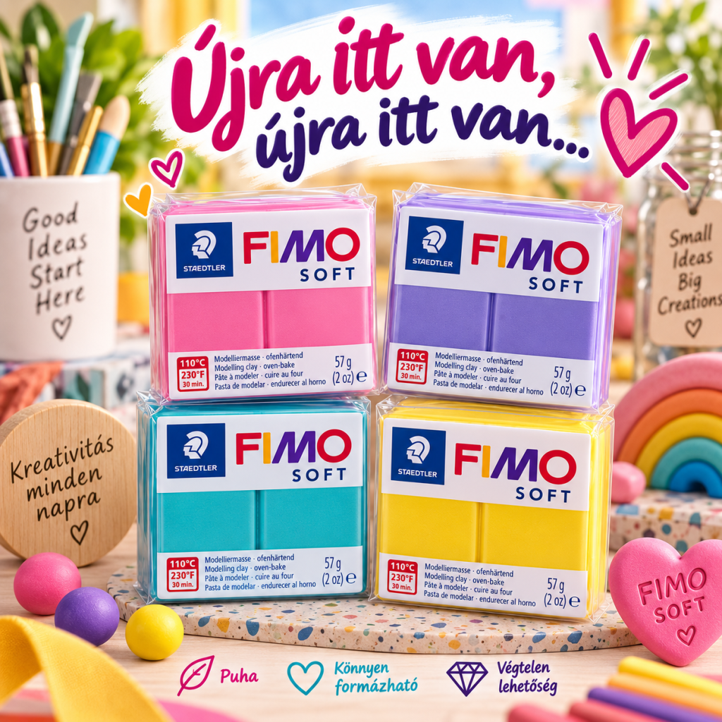 FIMO Soft 57 g süthető gyurma – puha, könnyen formázható kreatív gyurma több színben