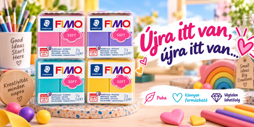 FIMO Soft 57 g süthető gyurma – puha, könnyen formázható gyurma több színben