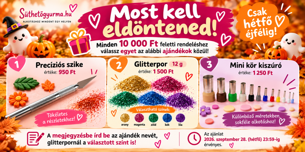 Választható ajándék 10 000 Ft feletti rendeléshez – precíziós szike, glitterpor vagy mini kör kiszúró