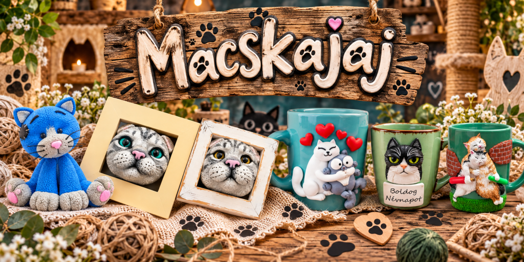Macskás süthető gyurma alkotások – bögrék, képkeretek és cica figurák